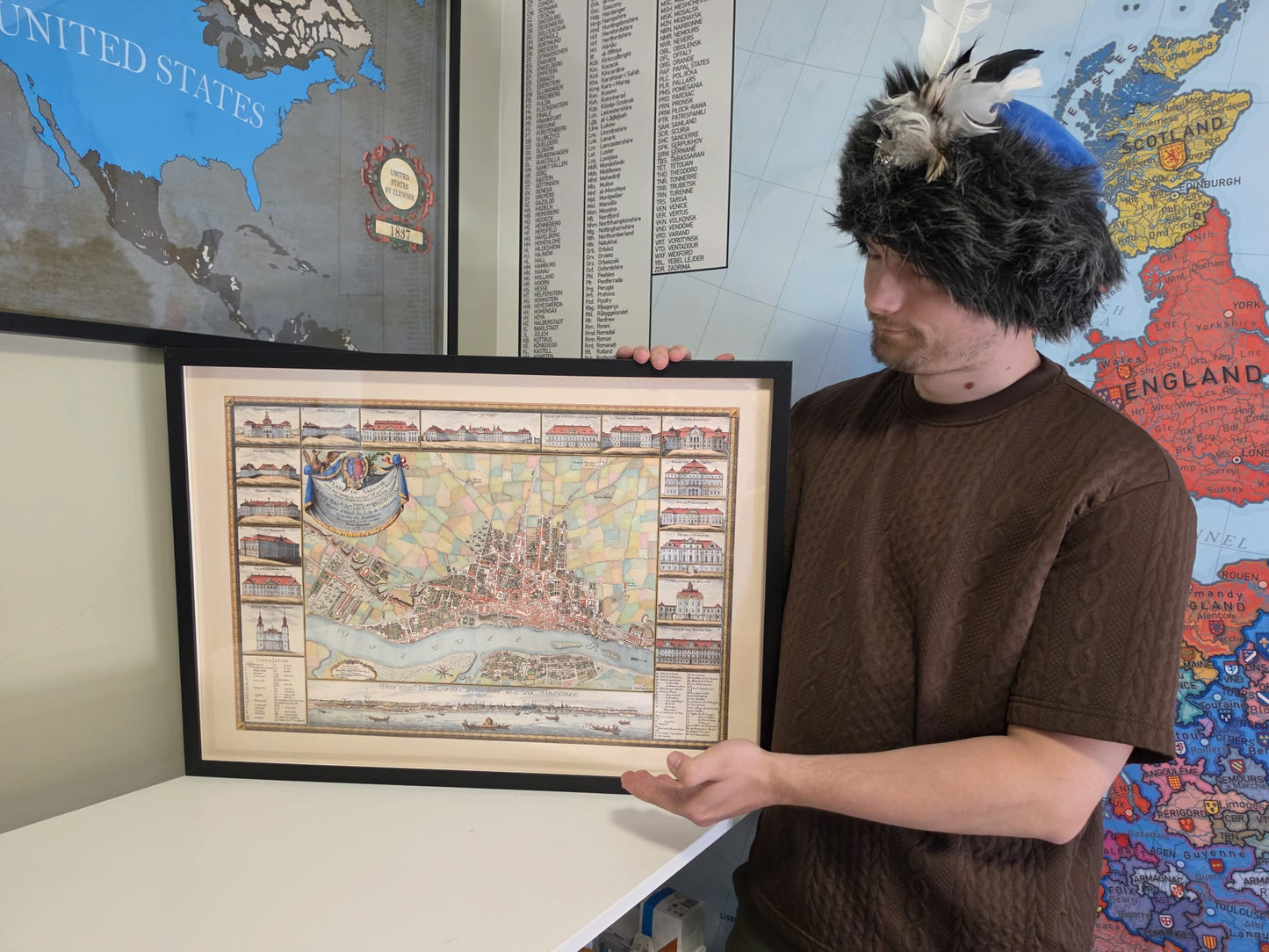 Varsovie 1772 - Carte historique de la capitale polonaise avec les principaux palais