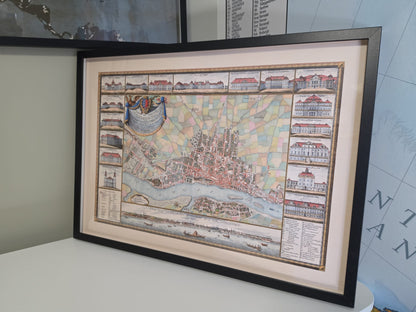 Varsovie 1772 - Carte historique de la capitale polonaise avec les principaux palais