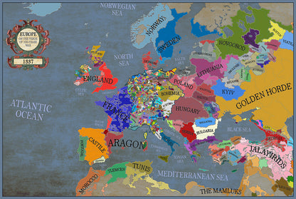 1337 Map of Europe on the Verge of 100-Years War