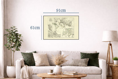 Mapa del Imperio colonial español y portugués 1854 - Impresión vintage de atlas histórico