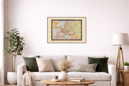 Póster de mapa político de Europa (1938) - Arte mural vintage de la Europa anterior a la Segunda Guerra Mundial