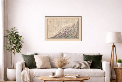 Montagnes & Fleuves 1880 – G.W. Colton – Affiche Carte Historique