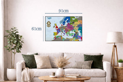Mapa de Europa 1444 impreso - Mapa político medieval posterior a Varna