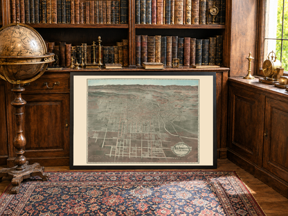 1906 Los Angeles Kartenposter - Panoramastadtplan mit Straßen und Bahnlinien