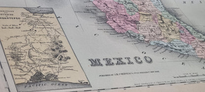Impresión Cartográfica de México 1856 - Mapa Vintage con Límites Estatales y Detalle Regional