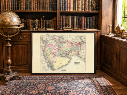 Cartel del Mapa de Persia y Arabia 1856 - Regiones Coloreadas a Mano Incluyendo Irán, Arabia y Afganistán