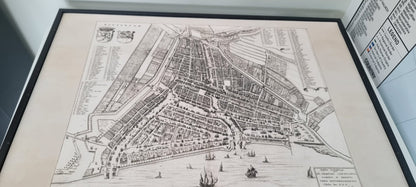 Cartel del Mapa de Róterdam 1652 - Plano Panorámico Detallado de la Ciudad con Calles y Vías Fluviales